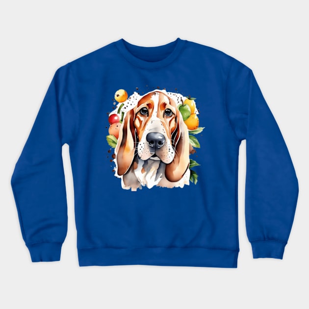 Cute dog and fruits basset hound dog gifts for all Crewneck Sweatshirt by WeLoveAnimals